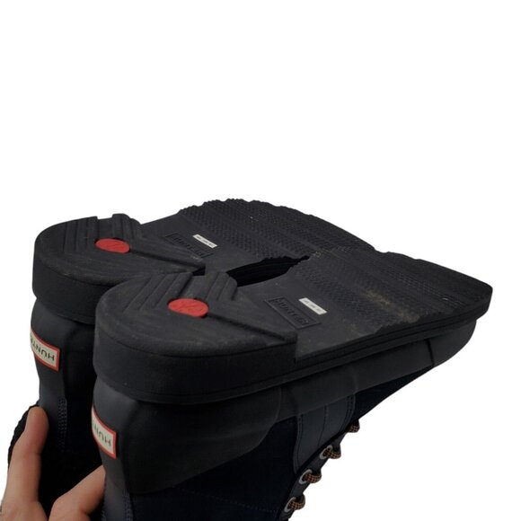 HUNTER Womens 'Commando' Black/Navy Suede Waterproof Boots Sz 7 Sheep Fur Lined‎ - Picture 8 of 14